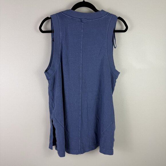 Free People Oversized Workout Tank Blue V Neck Pocket Slouchy Cotton Size XS - Picture 8 of 8